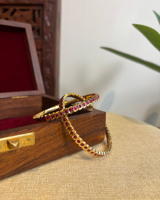 Vintage Impon Bangles | Ruby | BA055