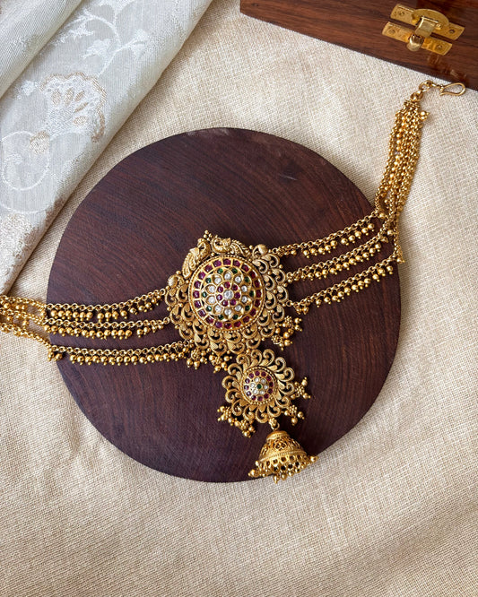 Antique Floral Jada Billai with Side Mattil | HA139