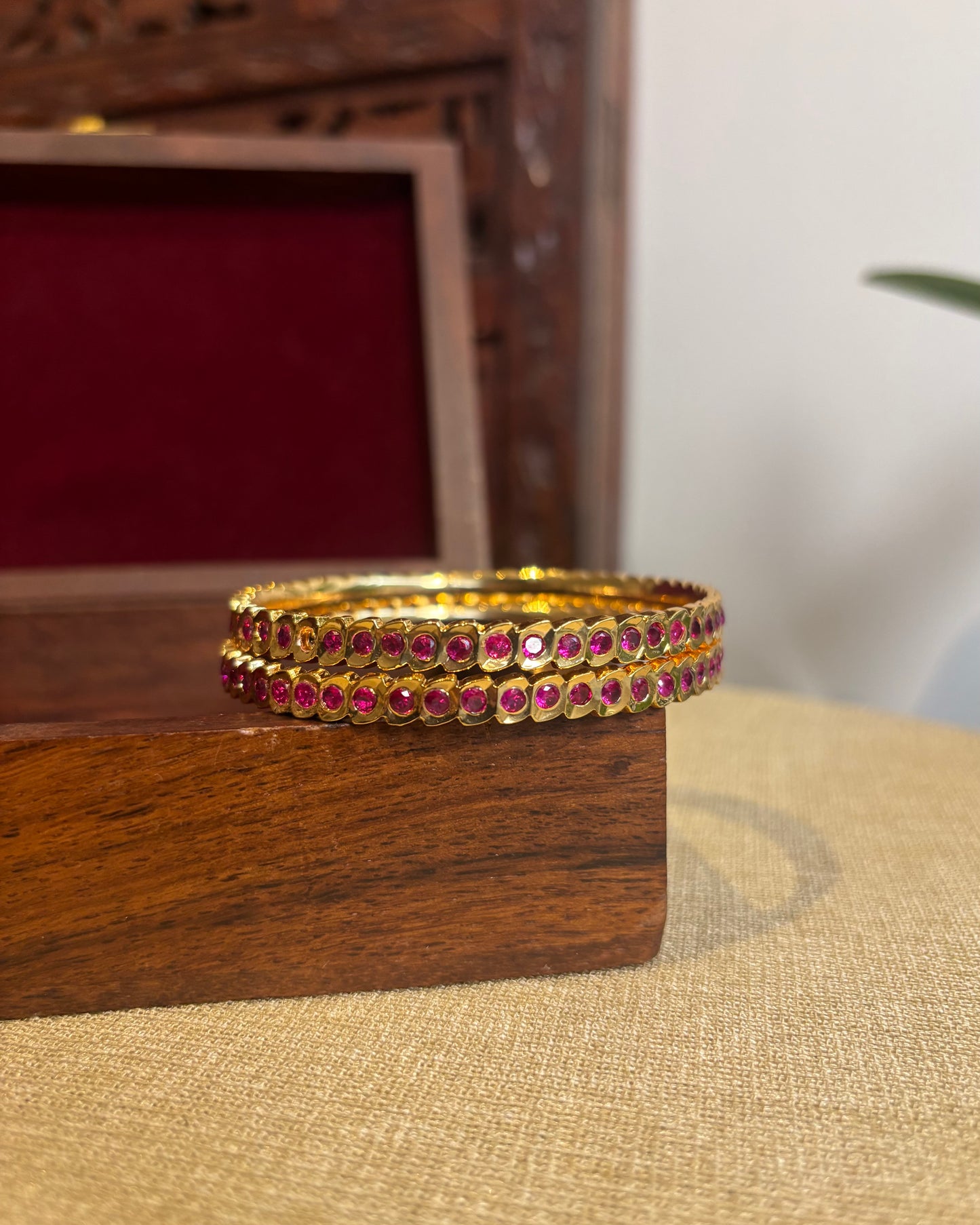 Vintage Impon Bangles | Ruby | BA055