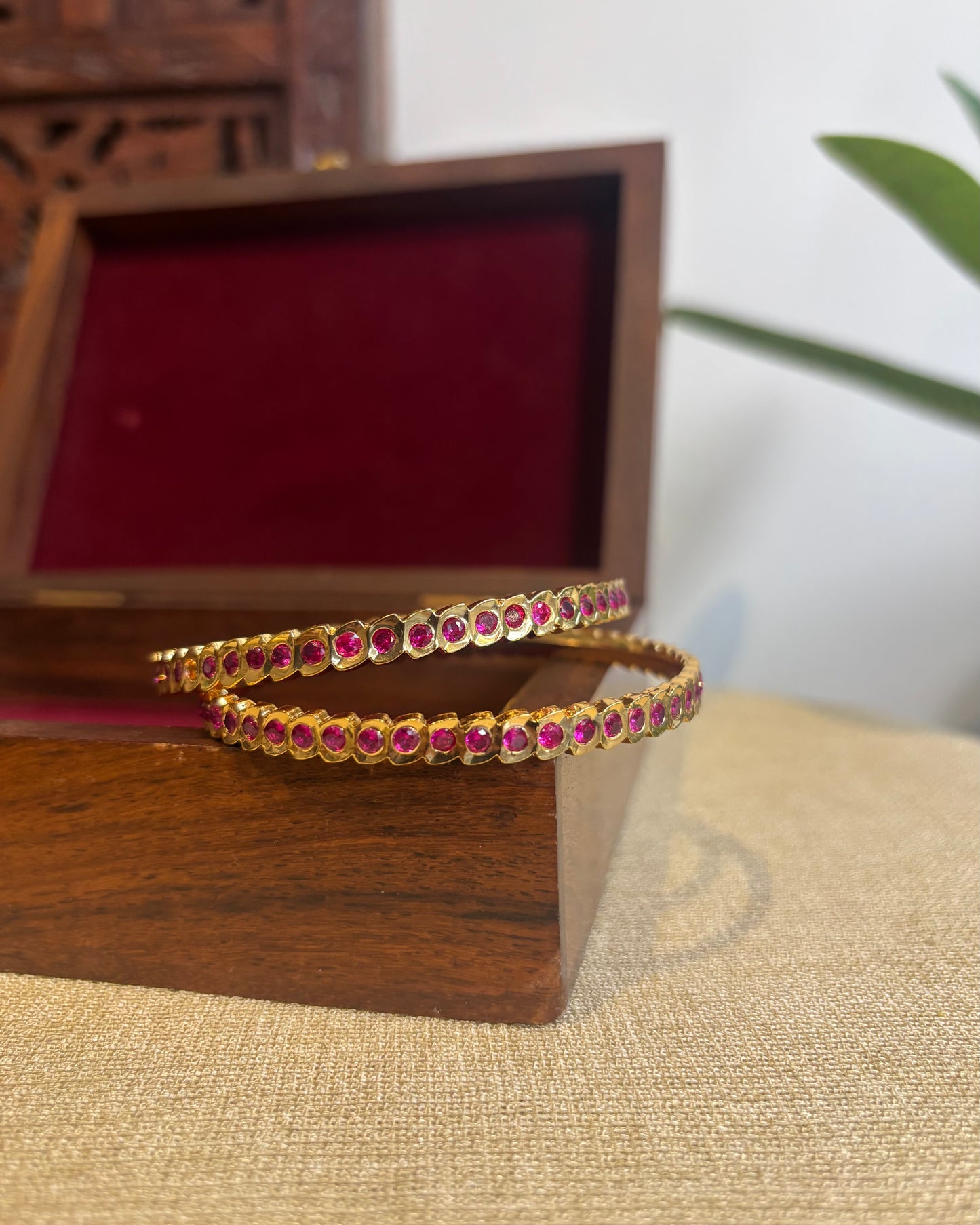 Vintage Impon Bangles | Ruby | BA055