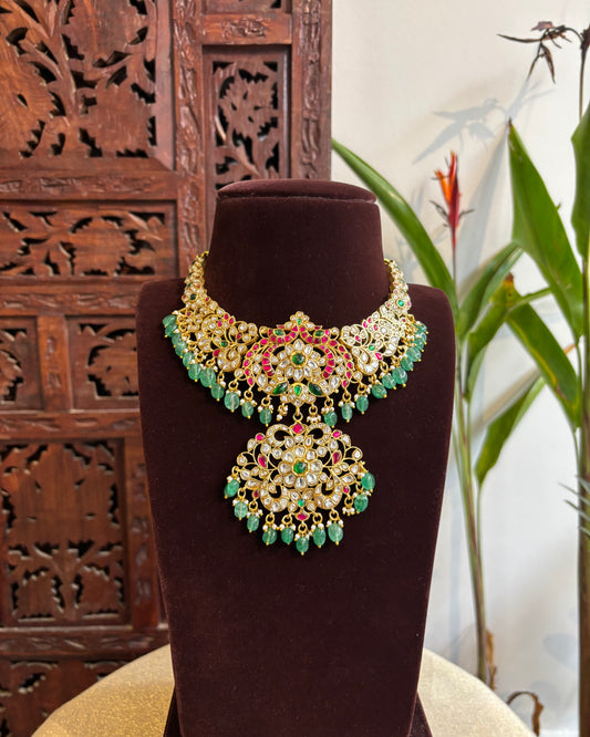 Floral Jadau Kundan Necklace | White | NC254