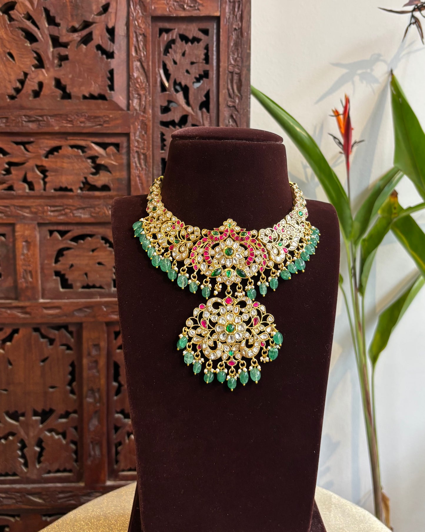 Floral Jadau Kundan Necklace | White | NC254