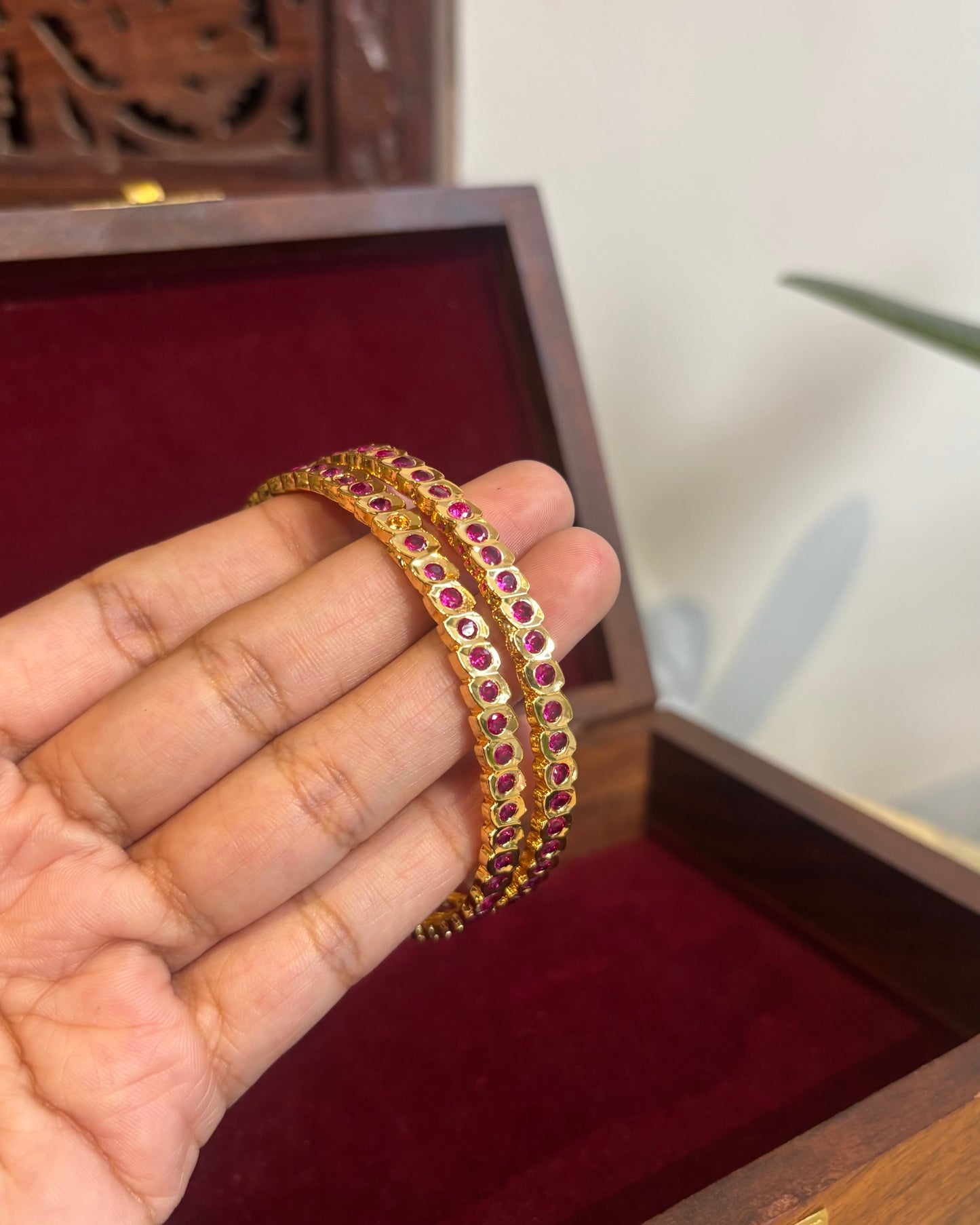 Vintage Impon Bangles | Ruby | BA055
