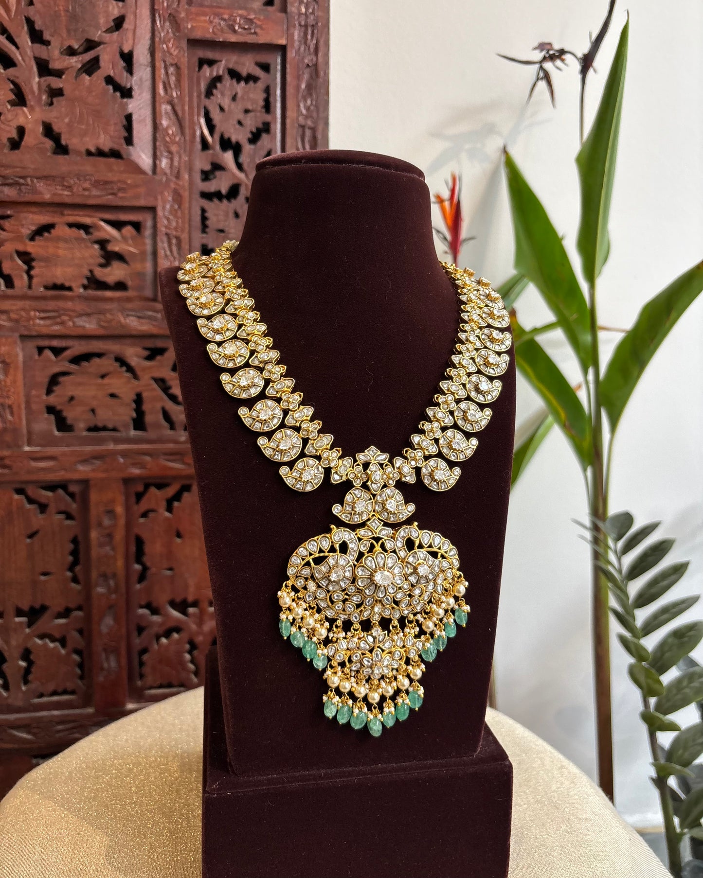 White Jadau Kundan Mango Necklace Set | NC217