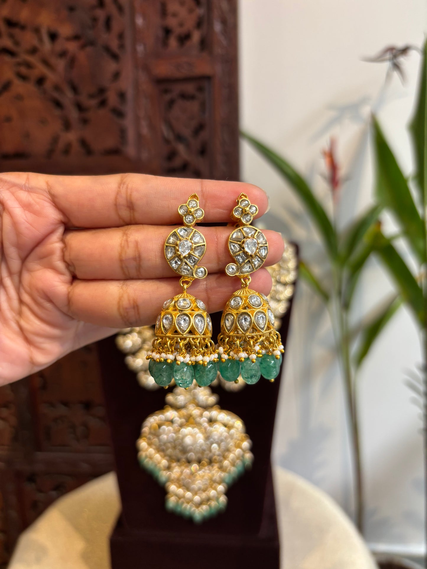 White Jadau Kundan Mango Necklace Set | NC217