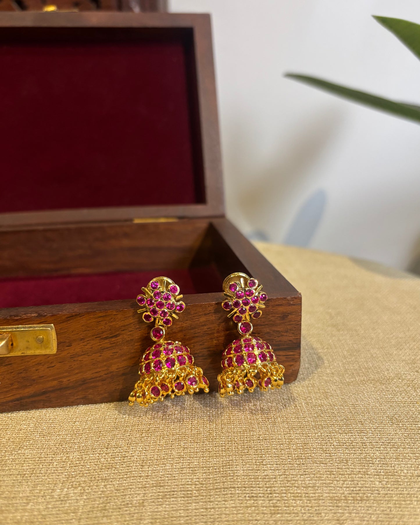 Vintage Impon Small Earrings – Classic Jhumkas | Ruby  | ER297