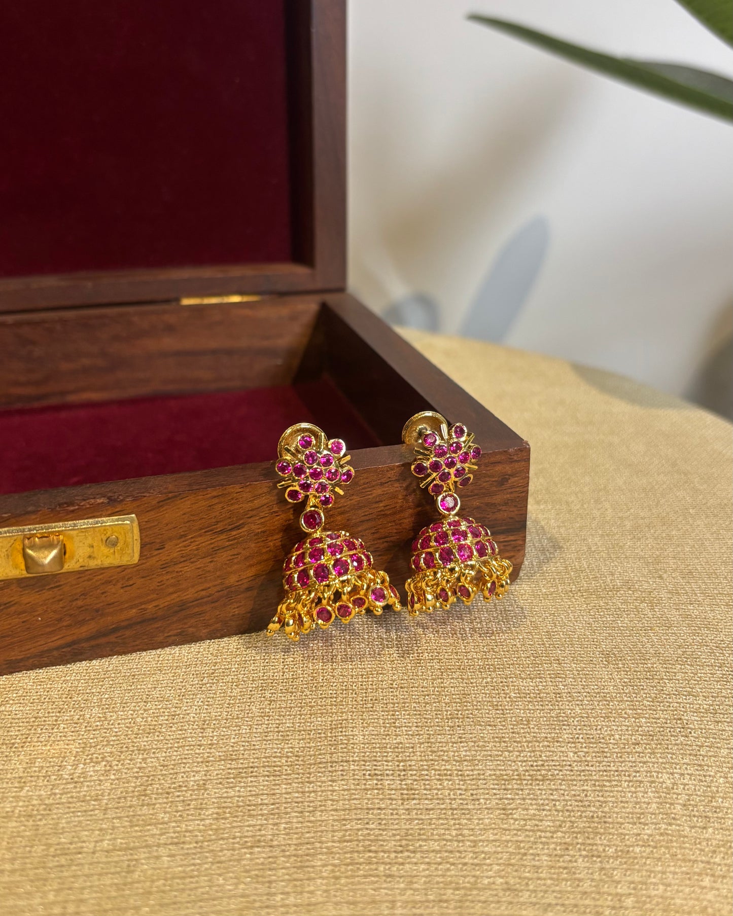 Vintage Impon Small Earrings – Classic Jhumkas | Ruby  | ER297