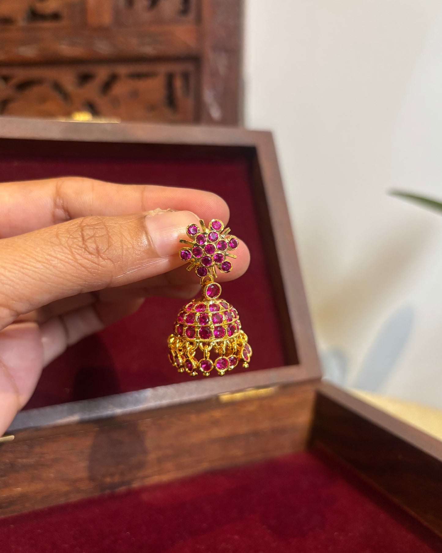 Vintage Impon Small Earrings – Classic Jhumkas | Ruby  | ER297