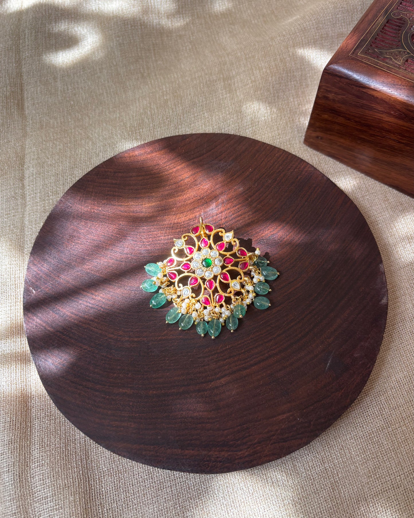 Multicolor Handcrafted Jadau Kundan Floral Hair Pin | HA065