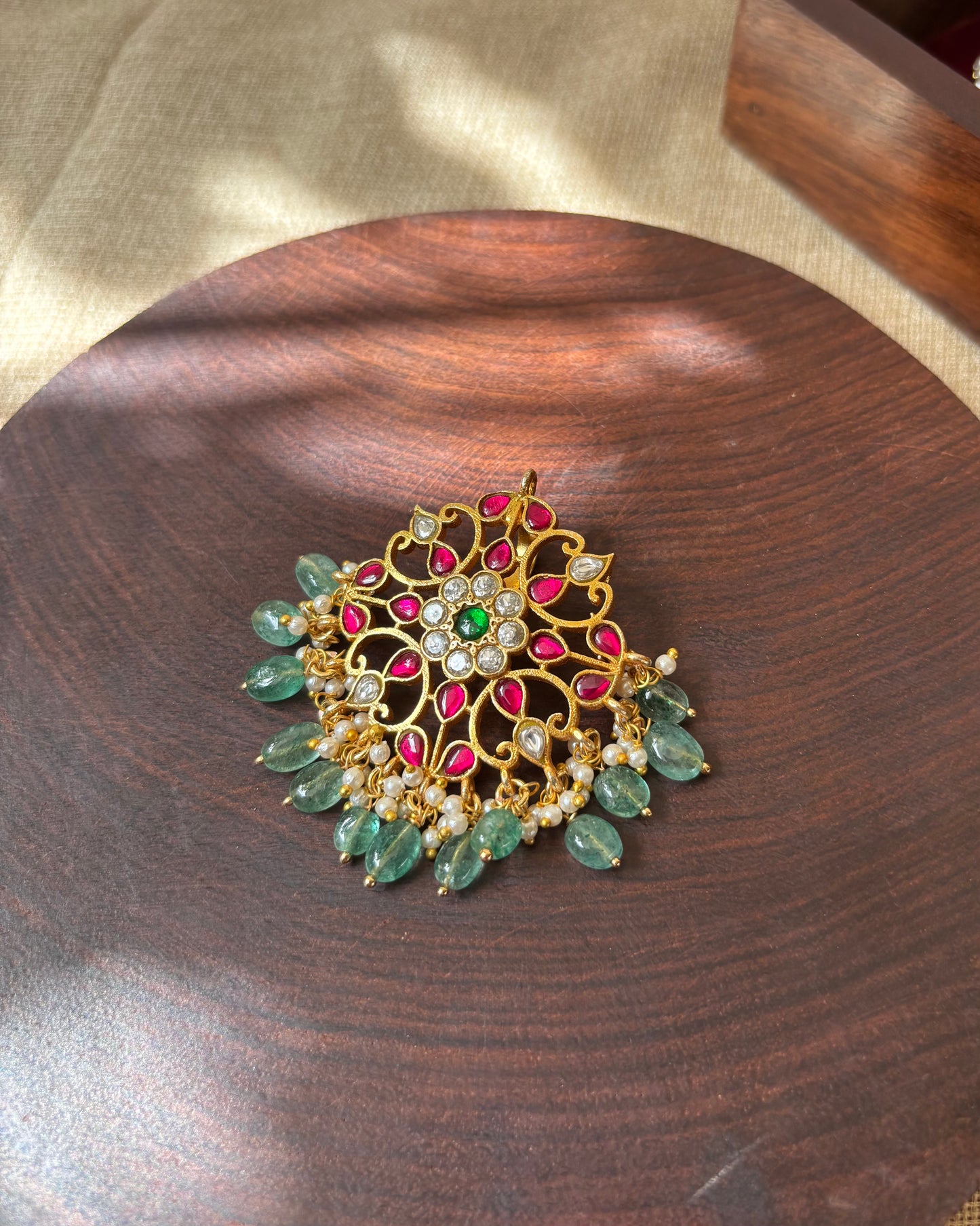 Multicolor Handcrafted Jadau Kundan Floral Hair Pin | HA065