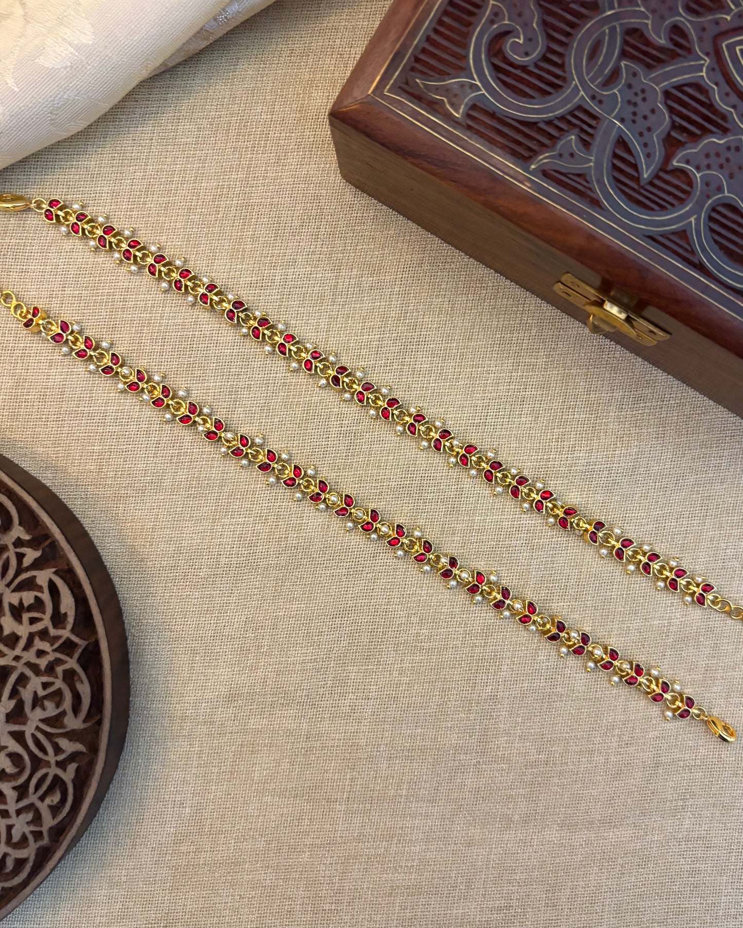Handcrafted Pachi Kundan Anklets | AN003