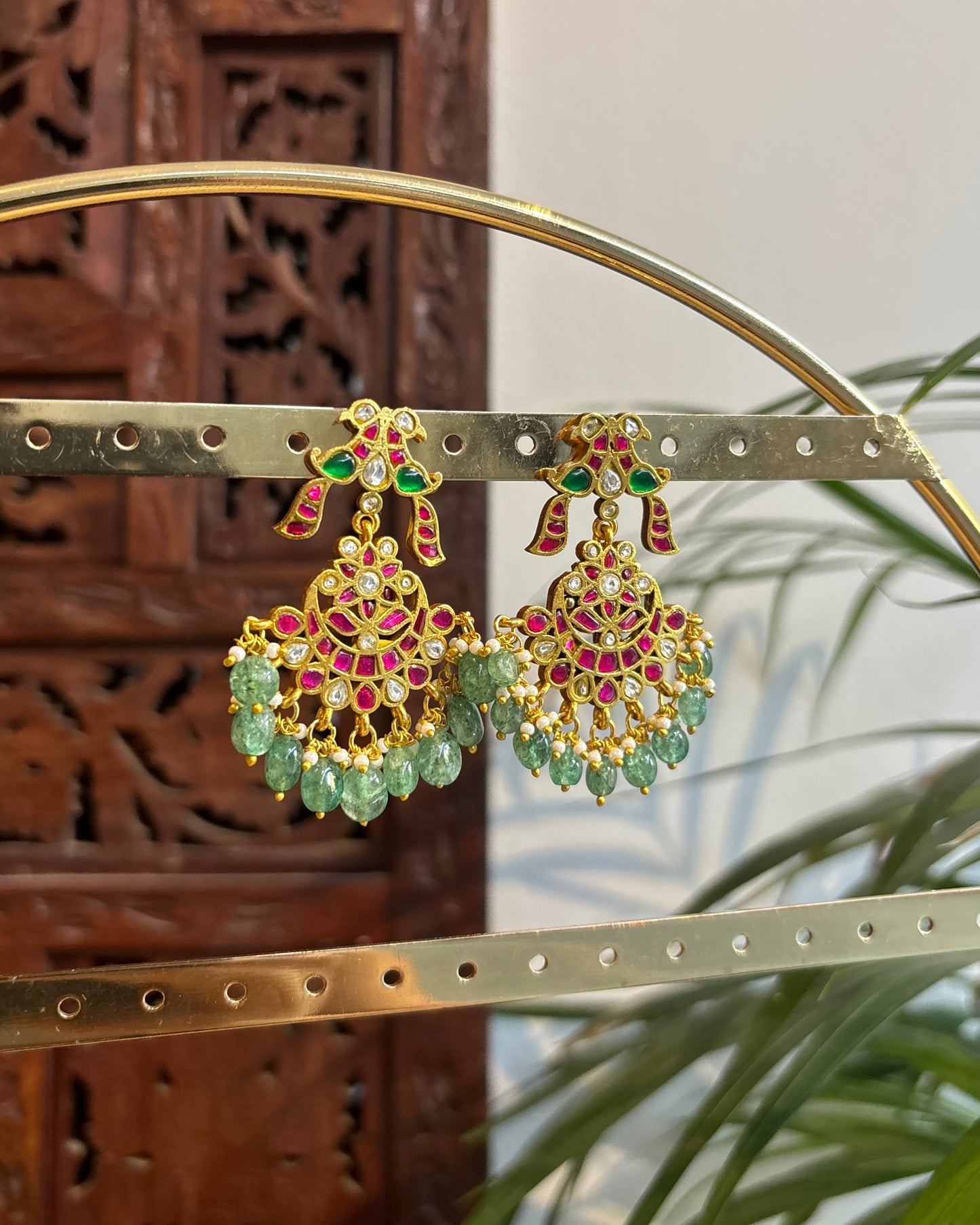 Handcrafted Peacock Jadau Kundan Earrings  | ER254