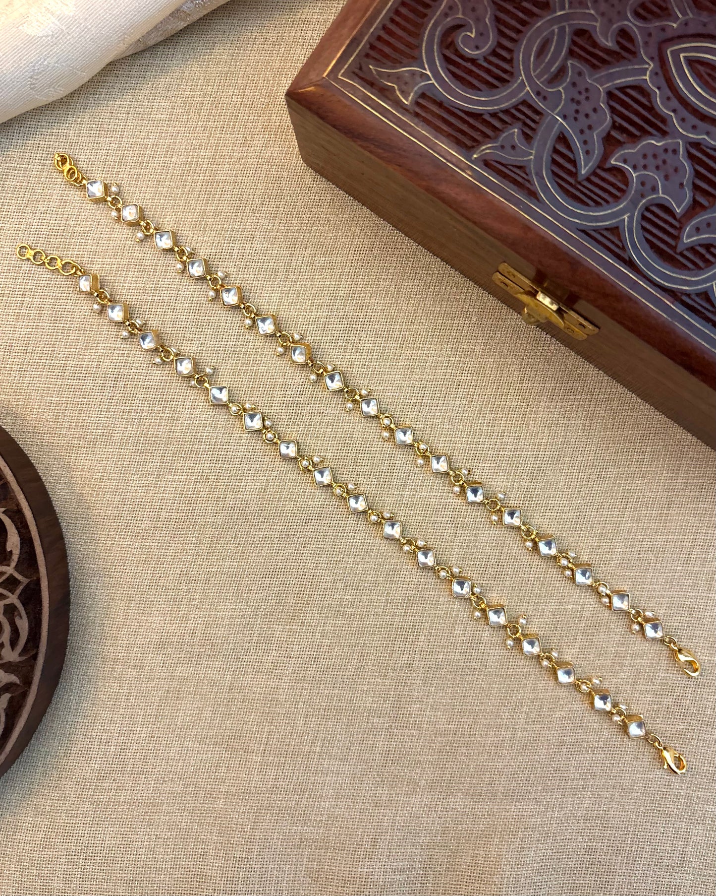 Handcrafted Pachi Kundan Anklets | AN004