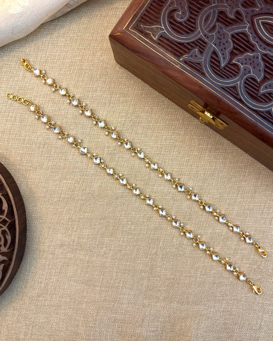 Handcrafted Pachi Kundan Anklets | AN004