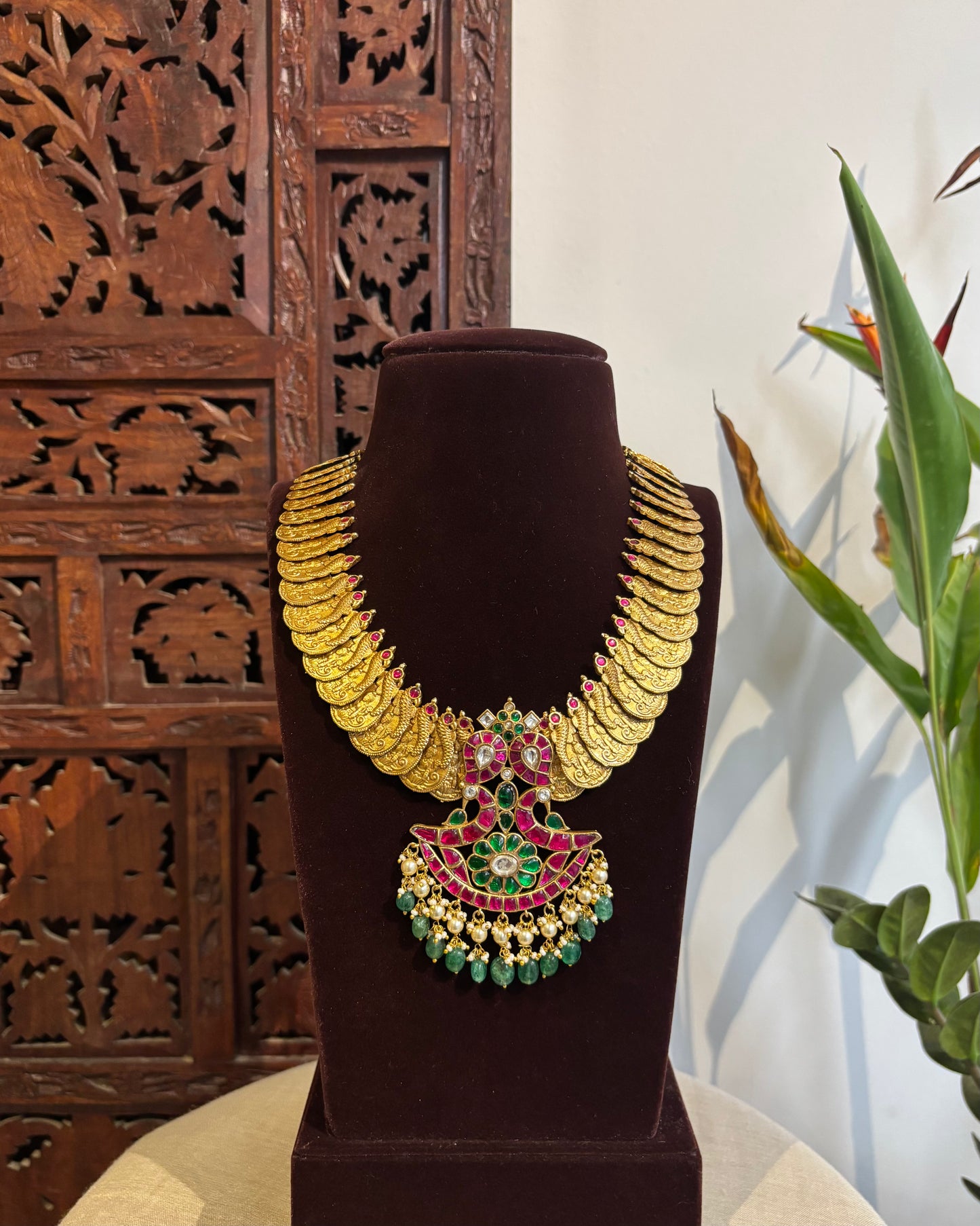 Heritage Kaasu Haram with Royal Peacock Pendant | NC218