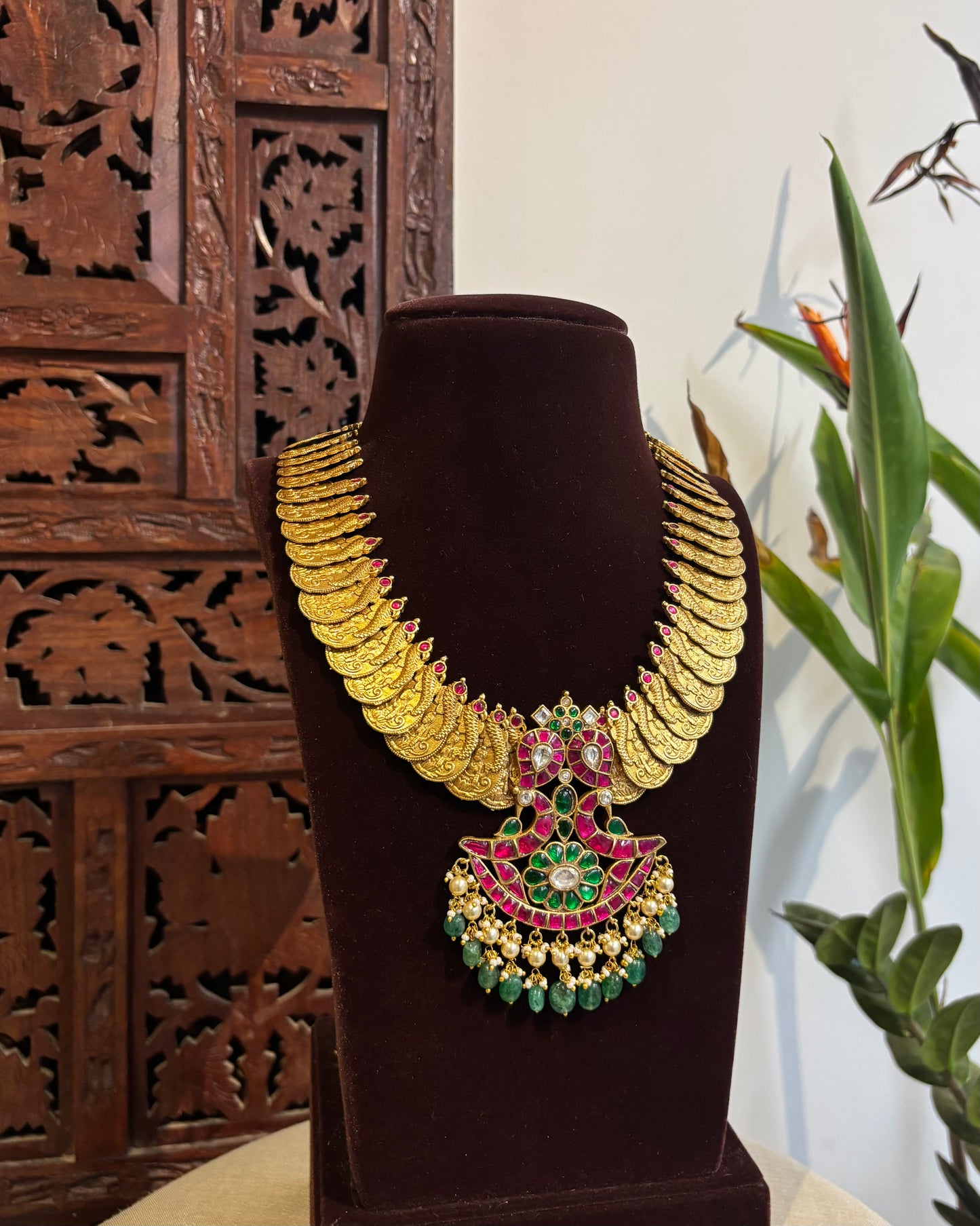 Heritage Kaasu Haram with Royal Peacock Pendant | NC218