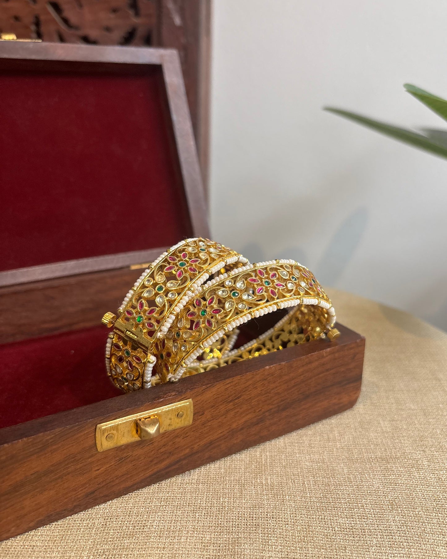Multicolor Jadau Kundan Gold Plated Bangles | BA067