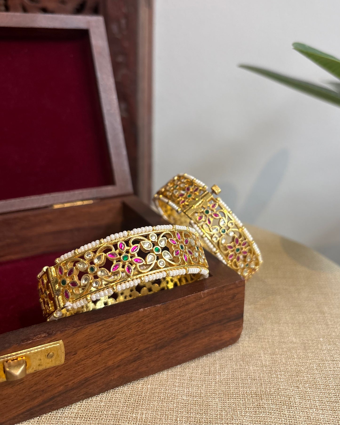 Multicolor Jadau Kundan Gold Plated Bangles | BA067