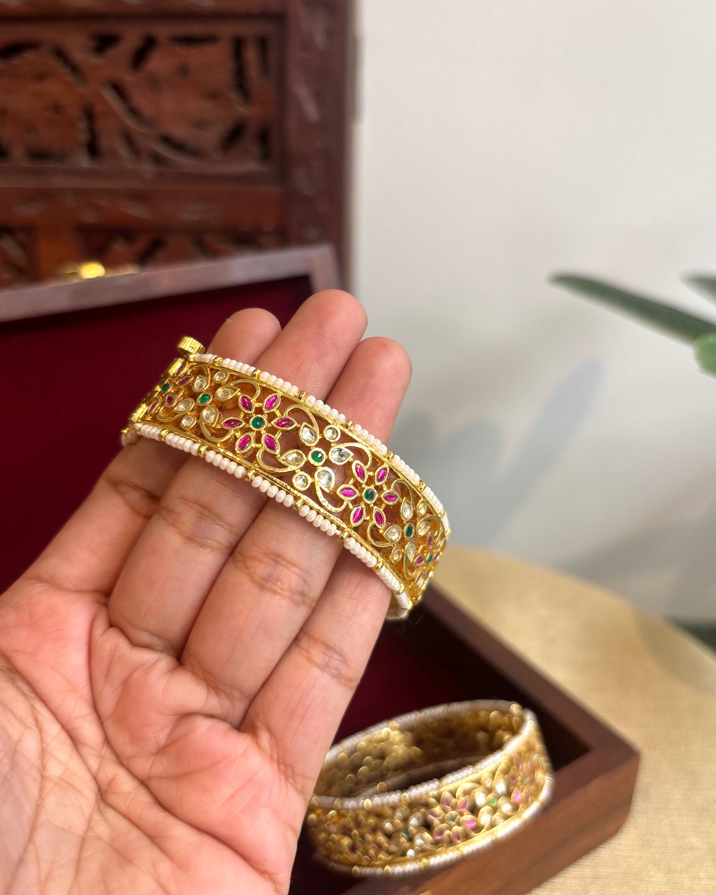 Multicolor Jadau Kundan Gold Plated Bangles | BA067