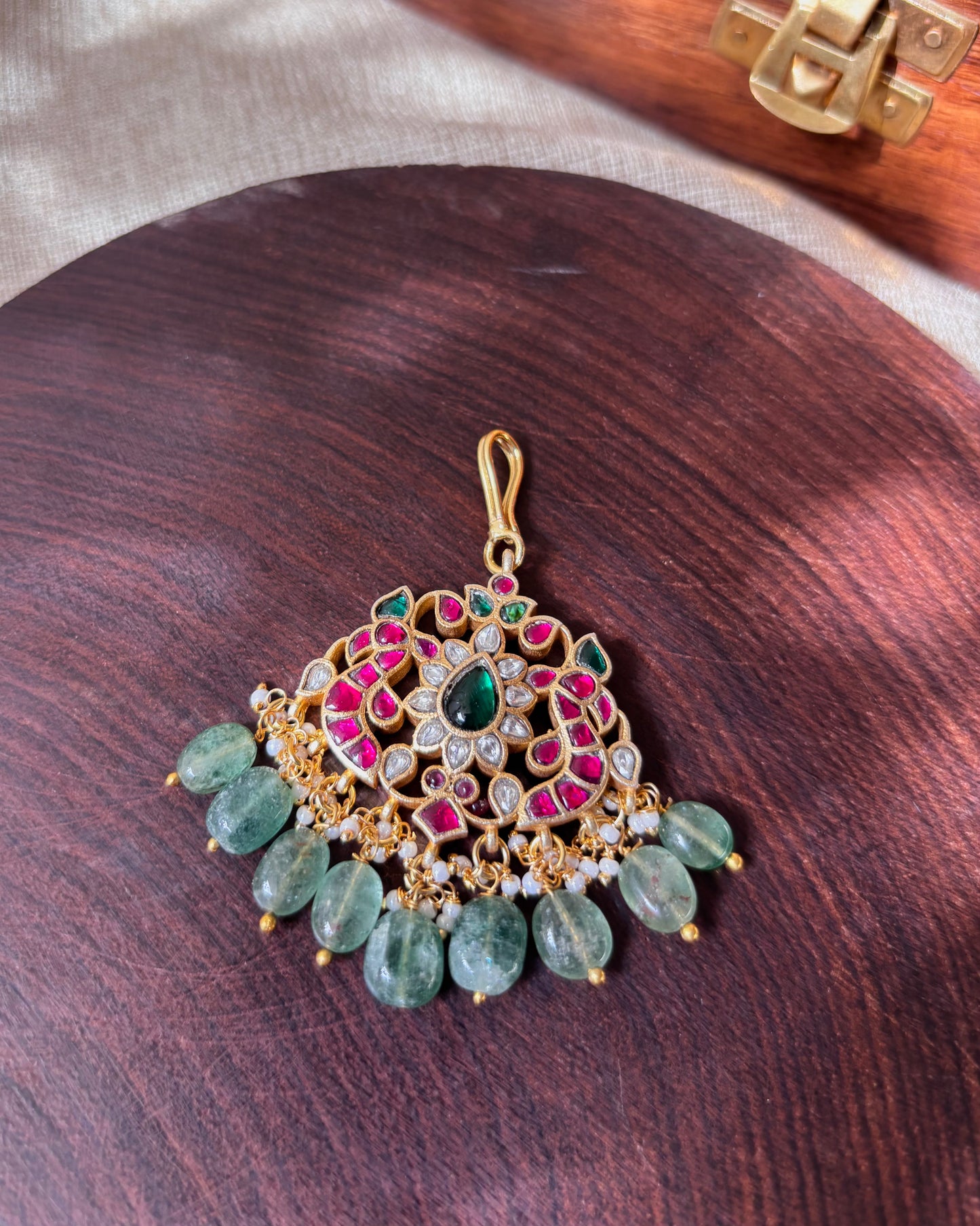 Floral Peacock Jadau Kundan Maang Tikka | MT063