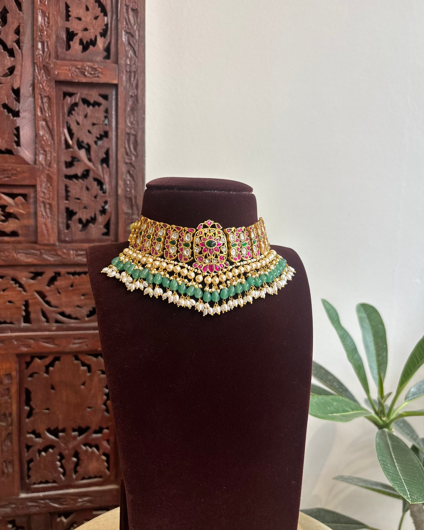 Multicolor Kundan Floral Necklace | NC462