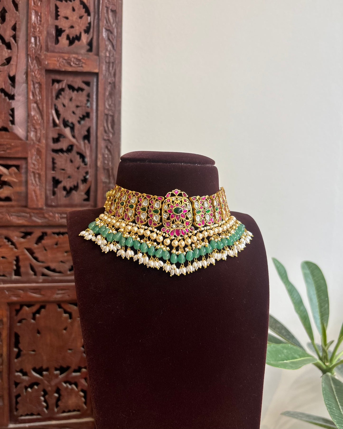 Multicolor Kundan Floral Necklace | NC462