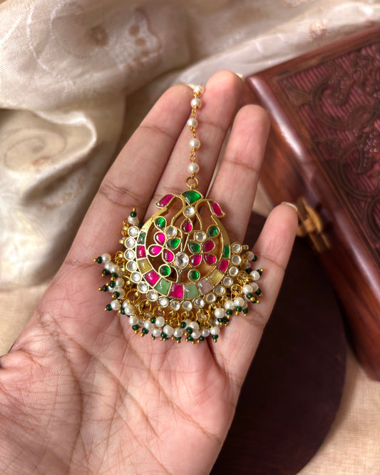 Multicolor Jadau Kundan Gold-Plated Maang Tikka