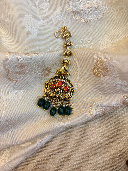 Antique Coral Maang Tikka | MT111