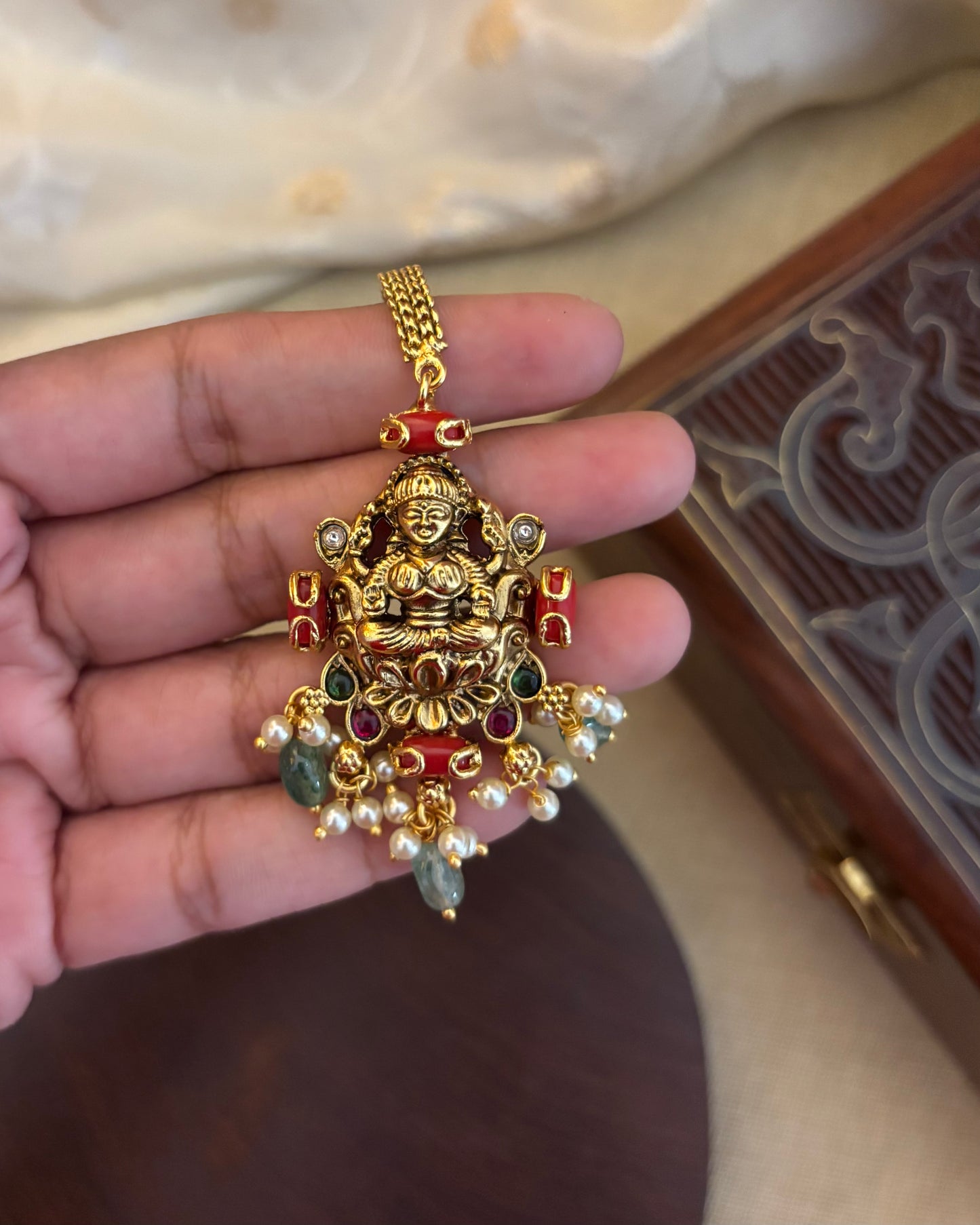 Antique Coral Maang Tikka | MT106