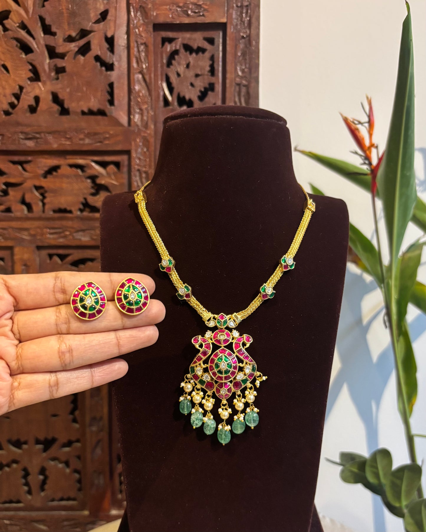 Bloom and Birds Necklace with Matching Earrings | NC252