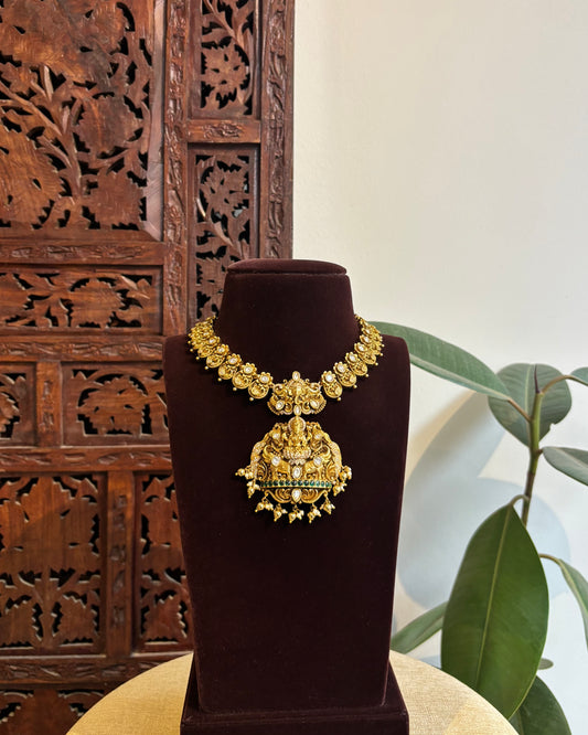 Antique Finish Jadau Pearl Necklace Set with Matching Earrings | NC328