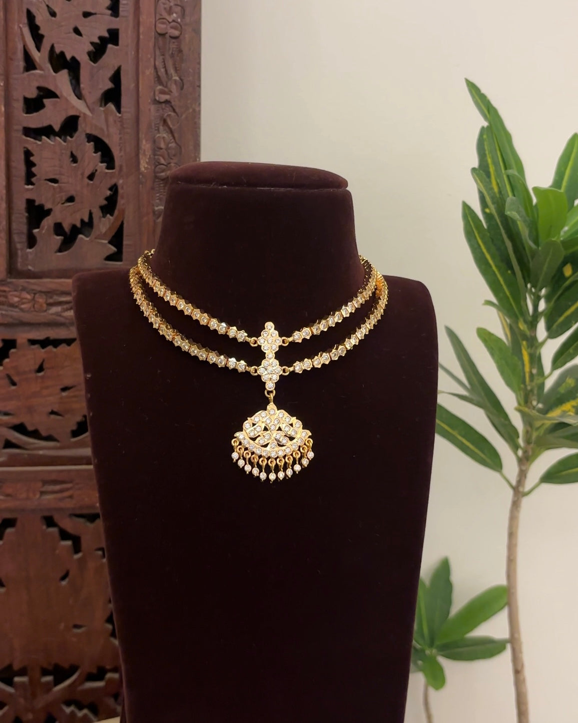 Vintage Impon Double Layer Necklace  –  White | NC663