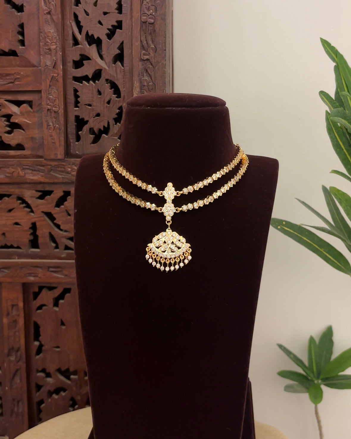 Vintage Impon Double Layer Necklace  –  White | NC663