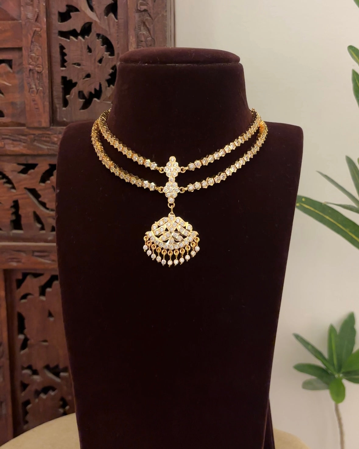Vintage Impon Double Layer Necklace  –  White | NC663