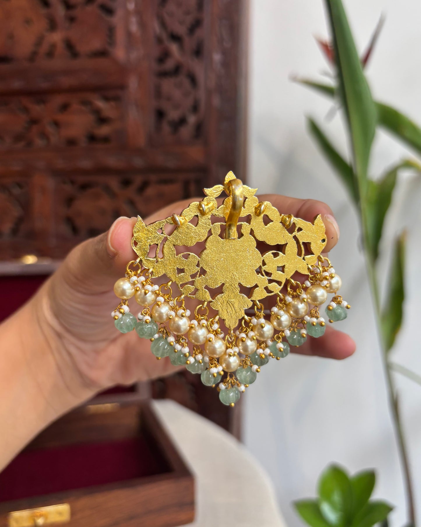 Multicolor Royal Floral Peacock Jadau Kundan Pendant | HA205