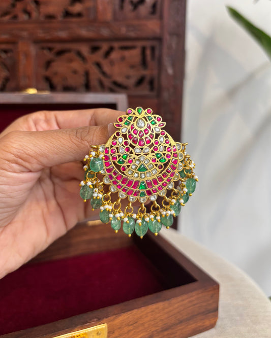 Multicolor Handcrafted Jadau Kundan Peacock Hair Pin | HA206