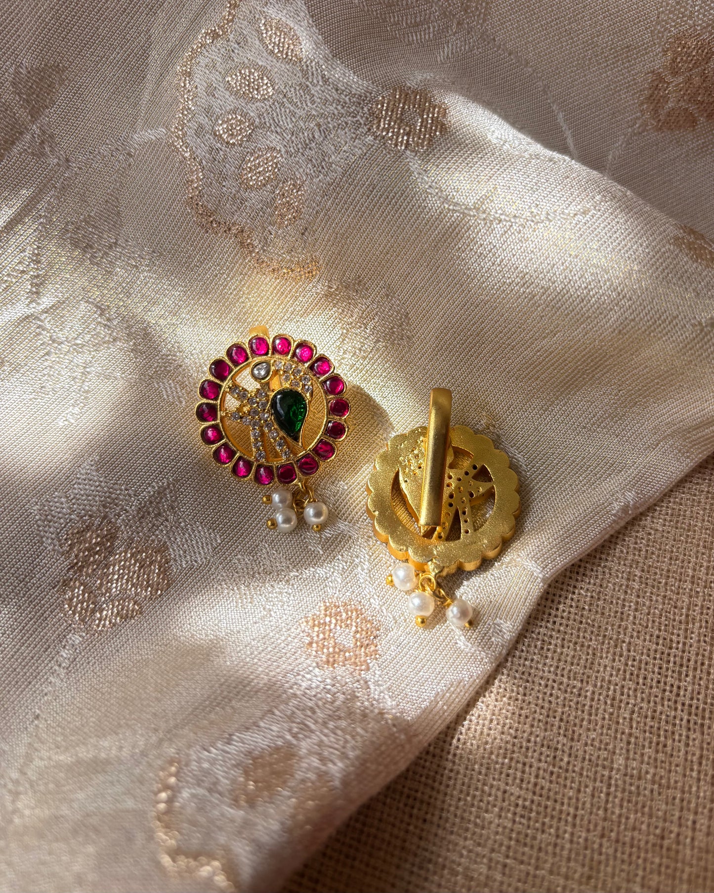 Handcrafted Peacock Bugadi – Jadau Kundan Ear Accessory in Gold Plating | ER030