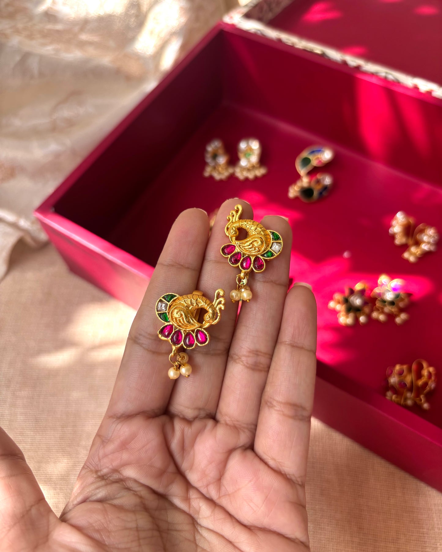 Handcrafted Peacock Bugadi – Jadau Kundan Ear Accessory in Gold Plating | ER031