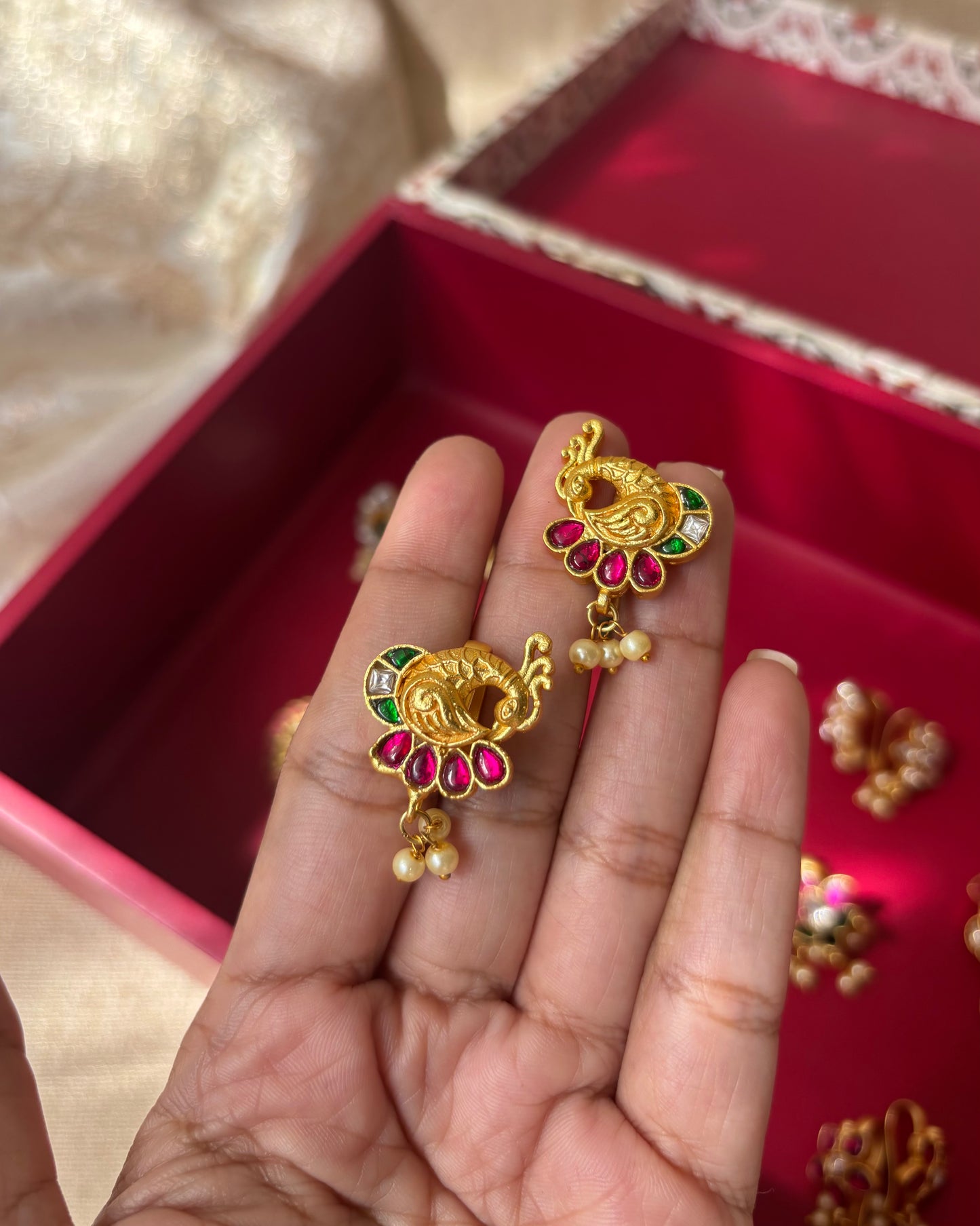 Handcrafted Peacock Bugadi – Jadau Kundan Ear Accessory in Gold Plating | ER031