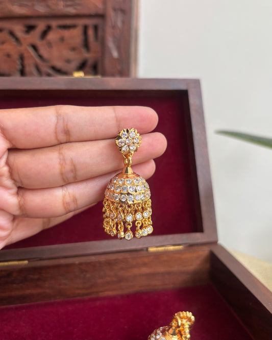 Vintage Impon Small Earrings – Classic Jhumkas | White  | ER299