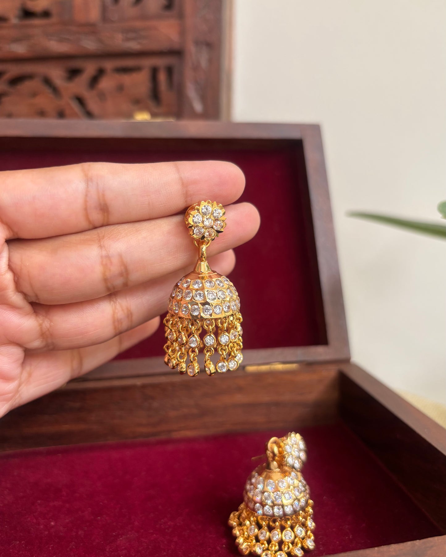 Vintage Impon Small Earrings – Classic Jhumkas | White  | ER299