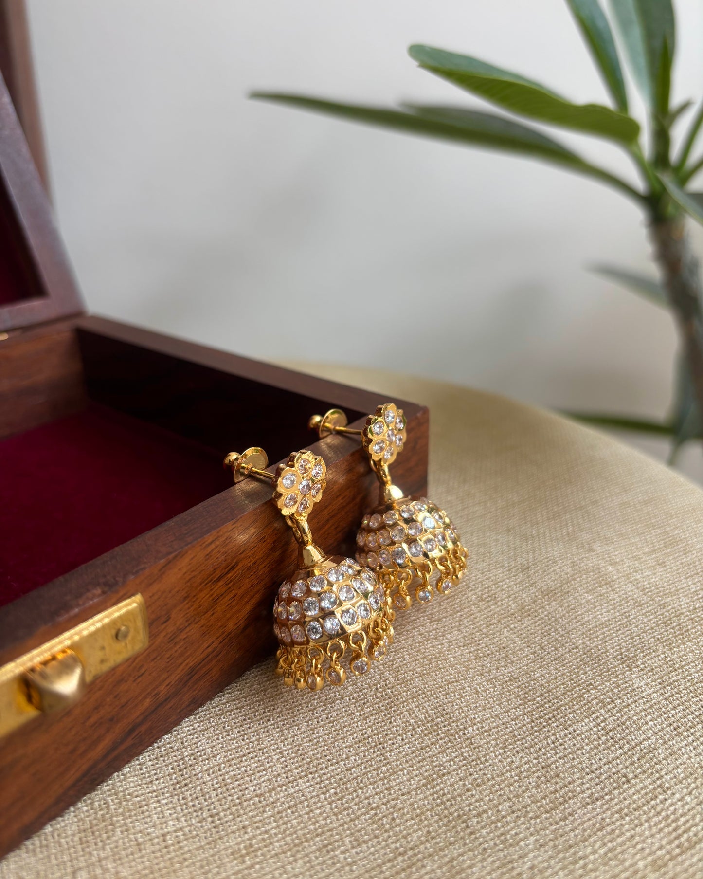 Vintage Impon Small Earrings – Classic Jhumkas | White  | ER300