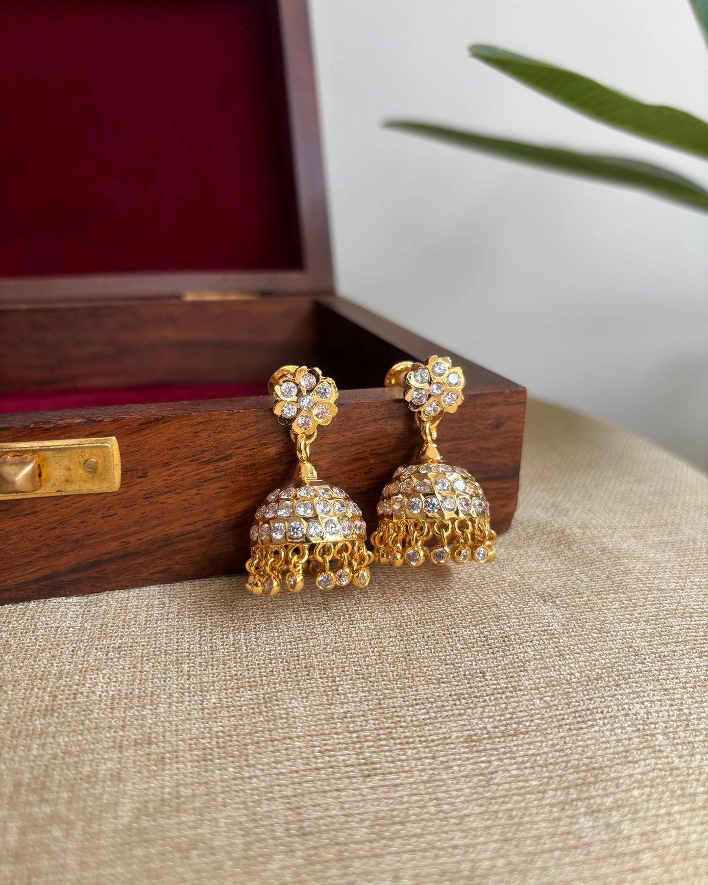 Vintage Impon Small Earrings – Classic Jhumkas | White  | ER300