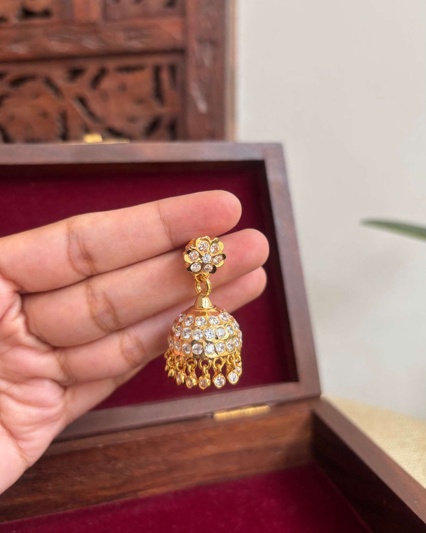 Vintage Impon Small Earrings – Classic Jhumkas | White  | ER300