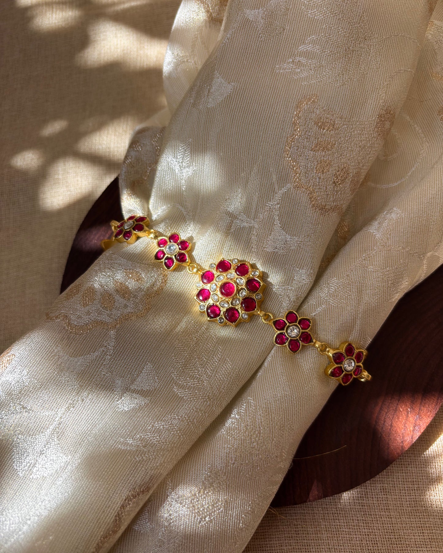 Gold-Plated Jadau Kundan Floral Choker Necklace Set with Matching Earrings | NC065