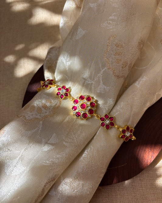 Gold-Plated Jadau Kundan Floral Choker Necklace Set with Matching Earrings | NC065