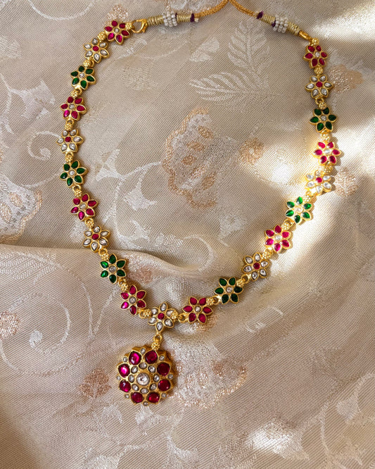 Gold-Plated Jadau Kundan Floral Choker Necklace | NC066