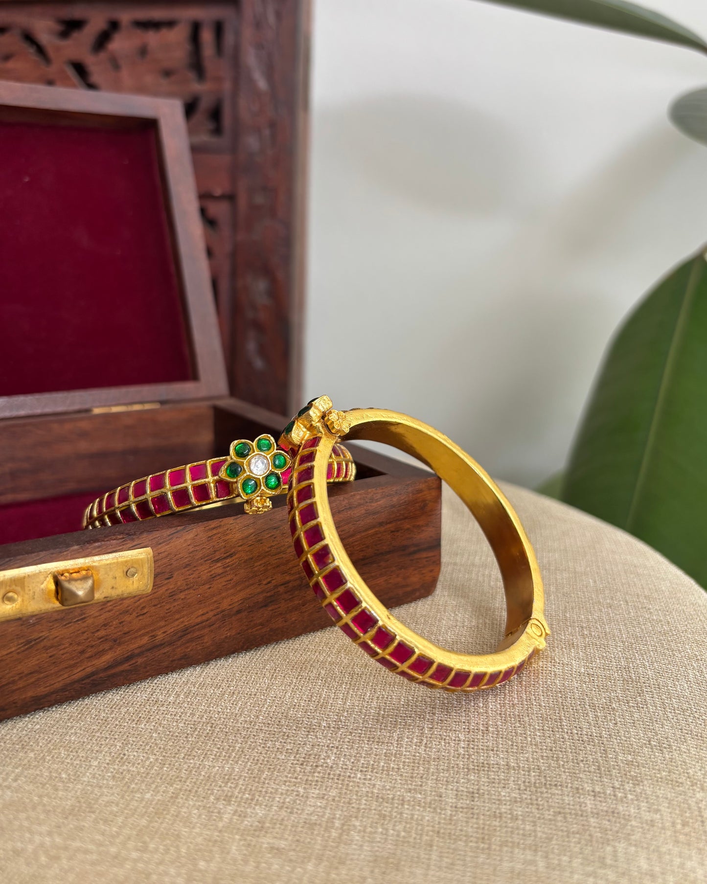 Ruby Jadau Kundan Bangles | BA023