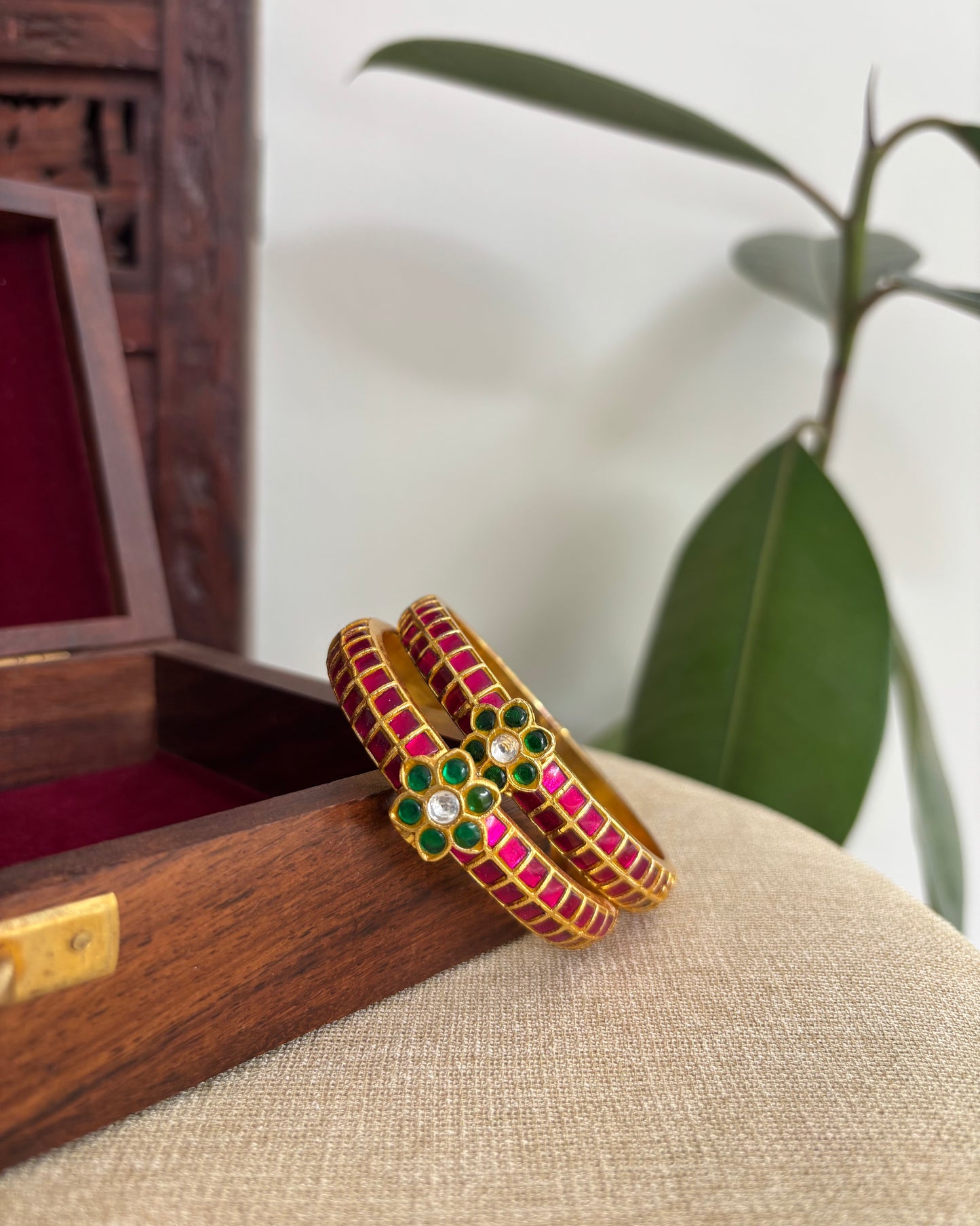 Ruby Jadau Kundan Bangles | BA023