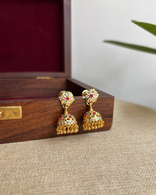 Vintage Impon Small Earrings – Classic Jhumkas | Multi Colour| ER302